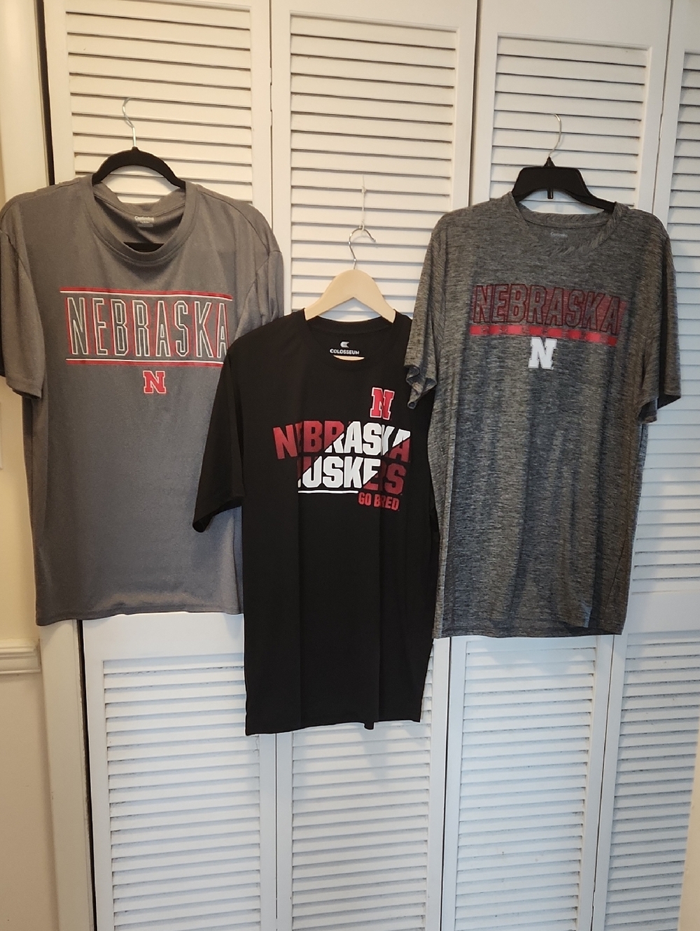 Three- Nebraska Huskers Tee - Black & Gray with Red Accents